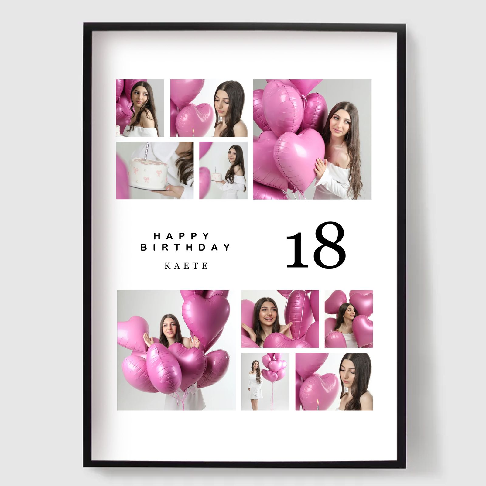Personalised Poster -  Happy Birthday Collage - 10 Photos