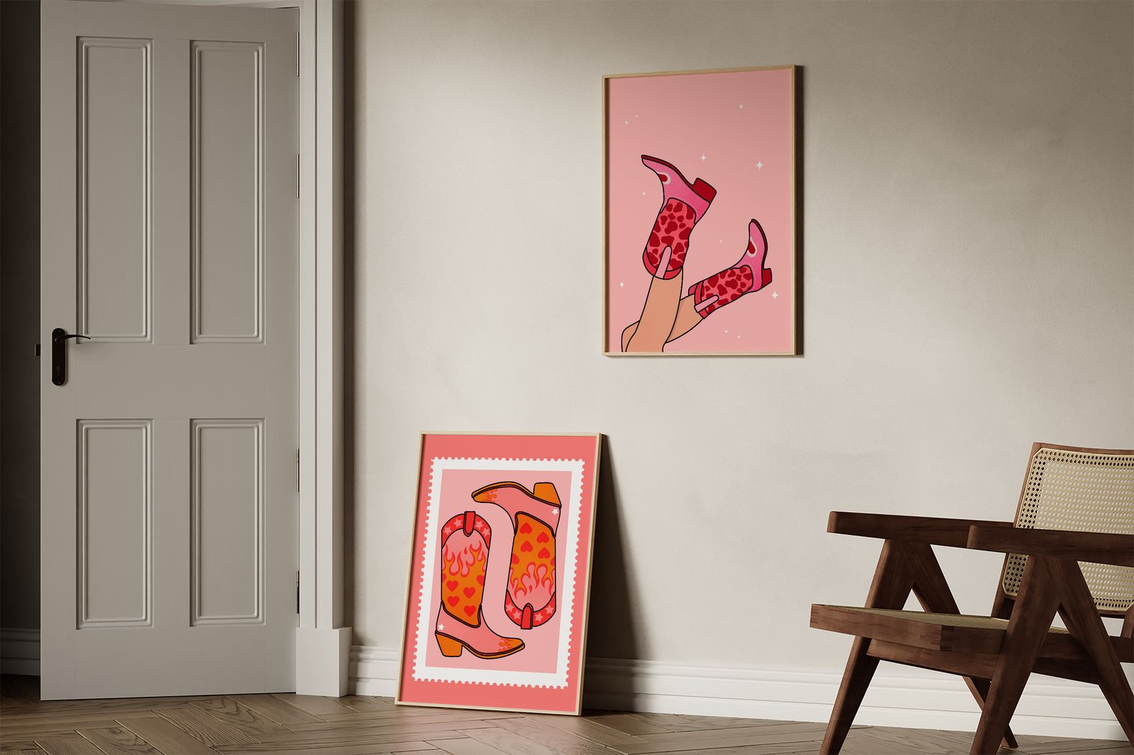 Poster - Red Cowgirl Boots / Set of 2