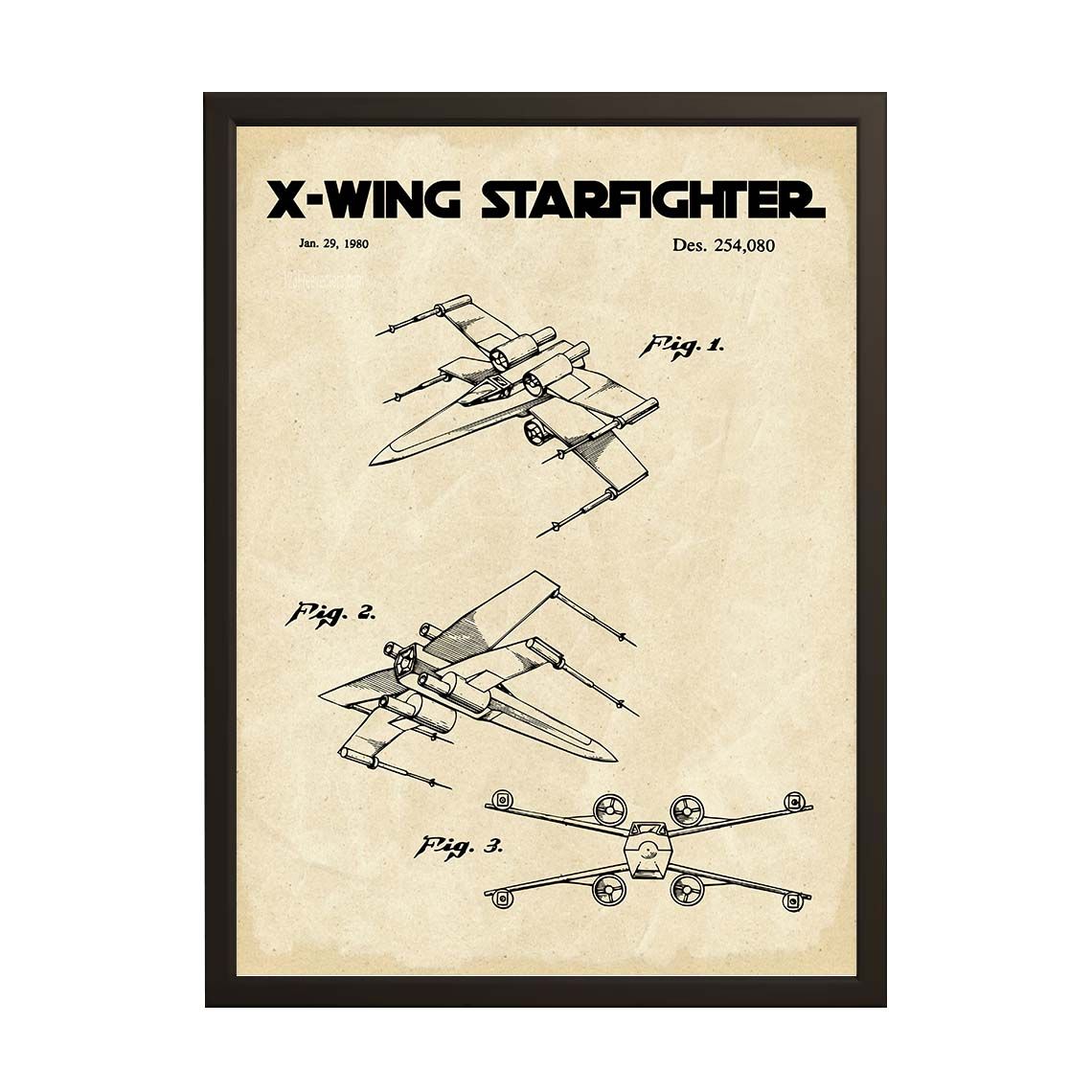 Patent Drawing Poster - X-Wing Starfighter