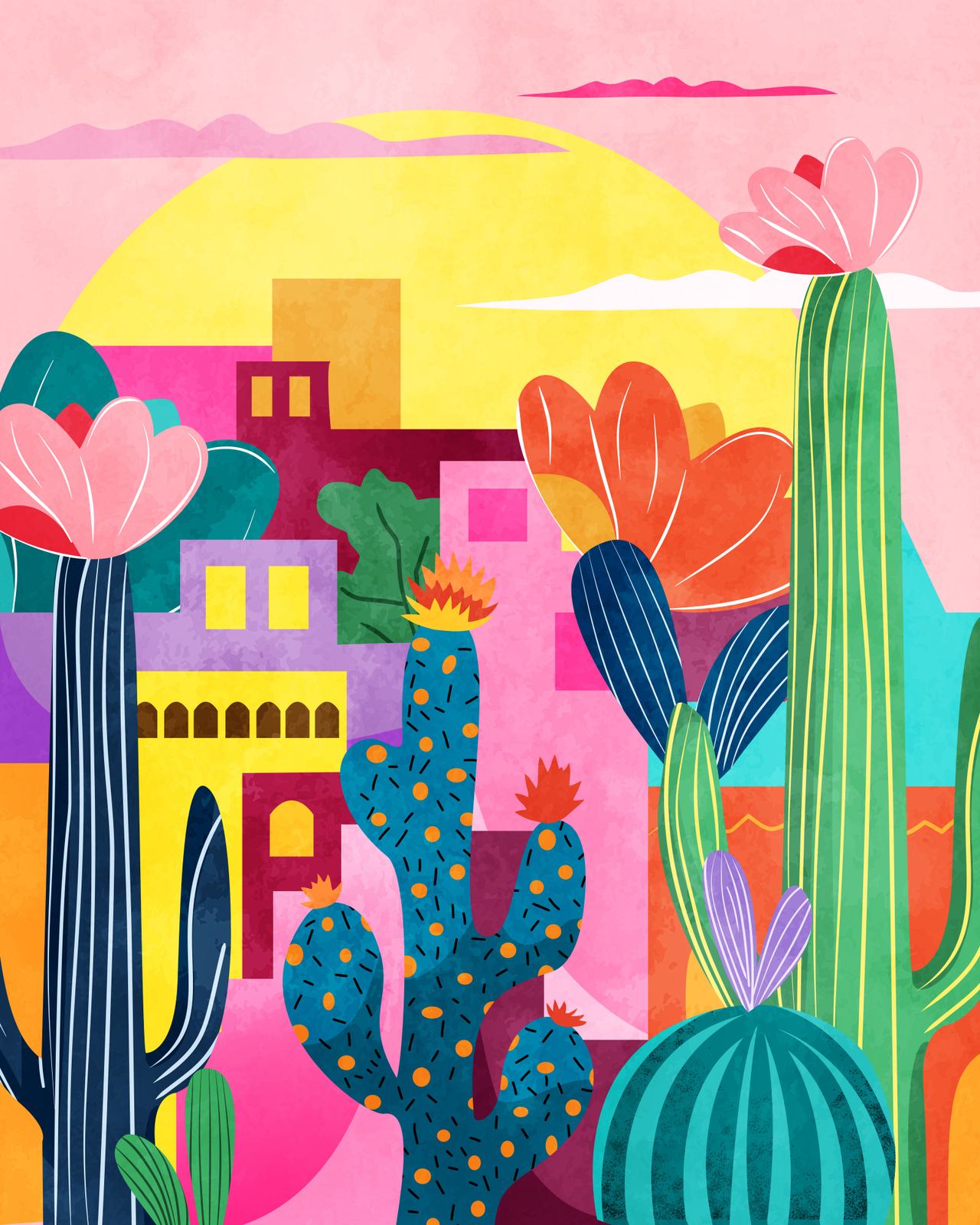 Poster - Colorful Cactus Sunset