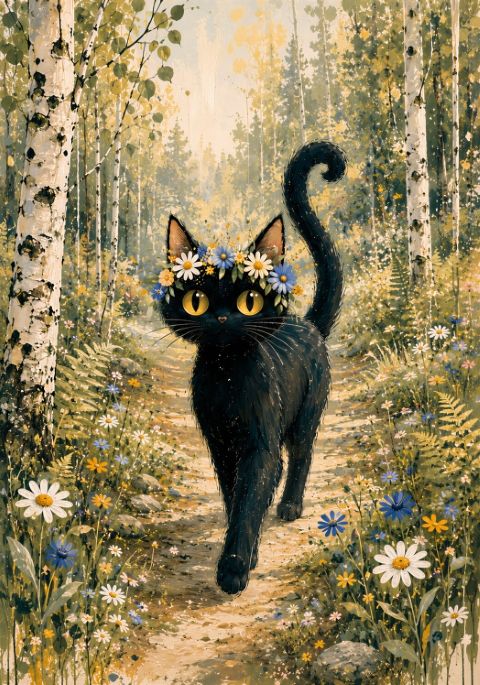 Poster - Enchanted Forest Cat