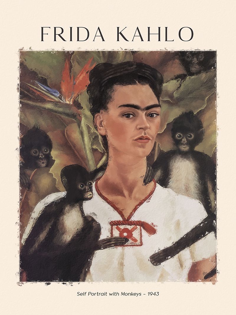 Poster - Self Portrait with Monkeys