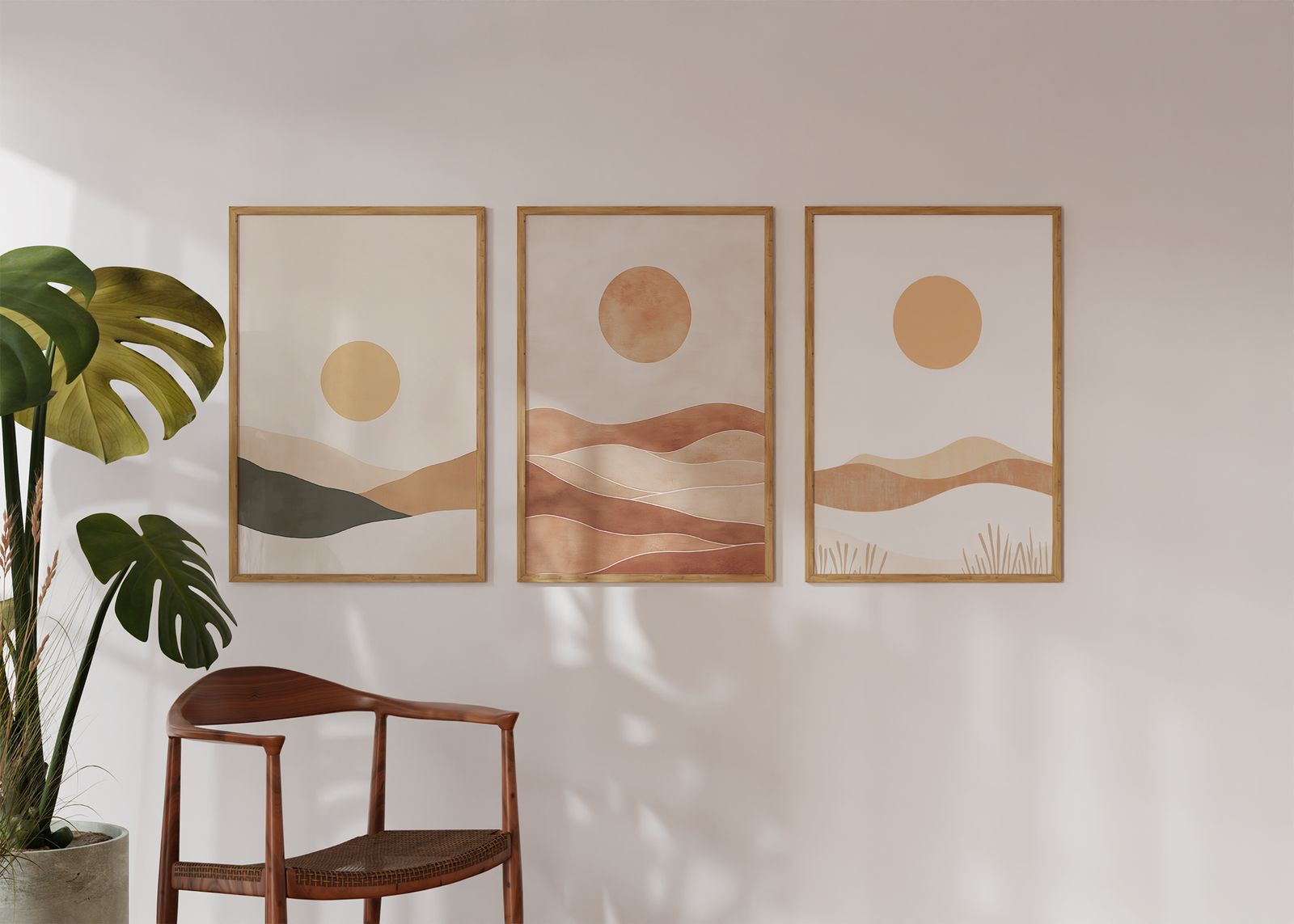 Poster - Abstract Sun and Hills / Set of 3