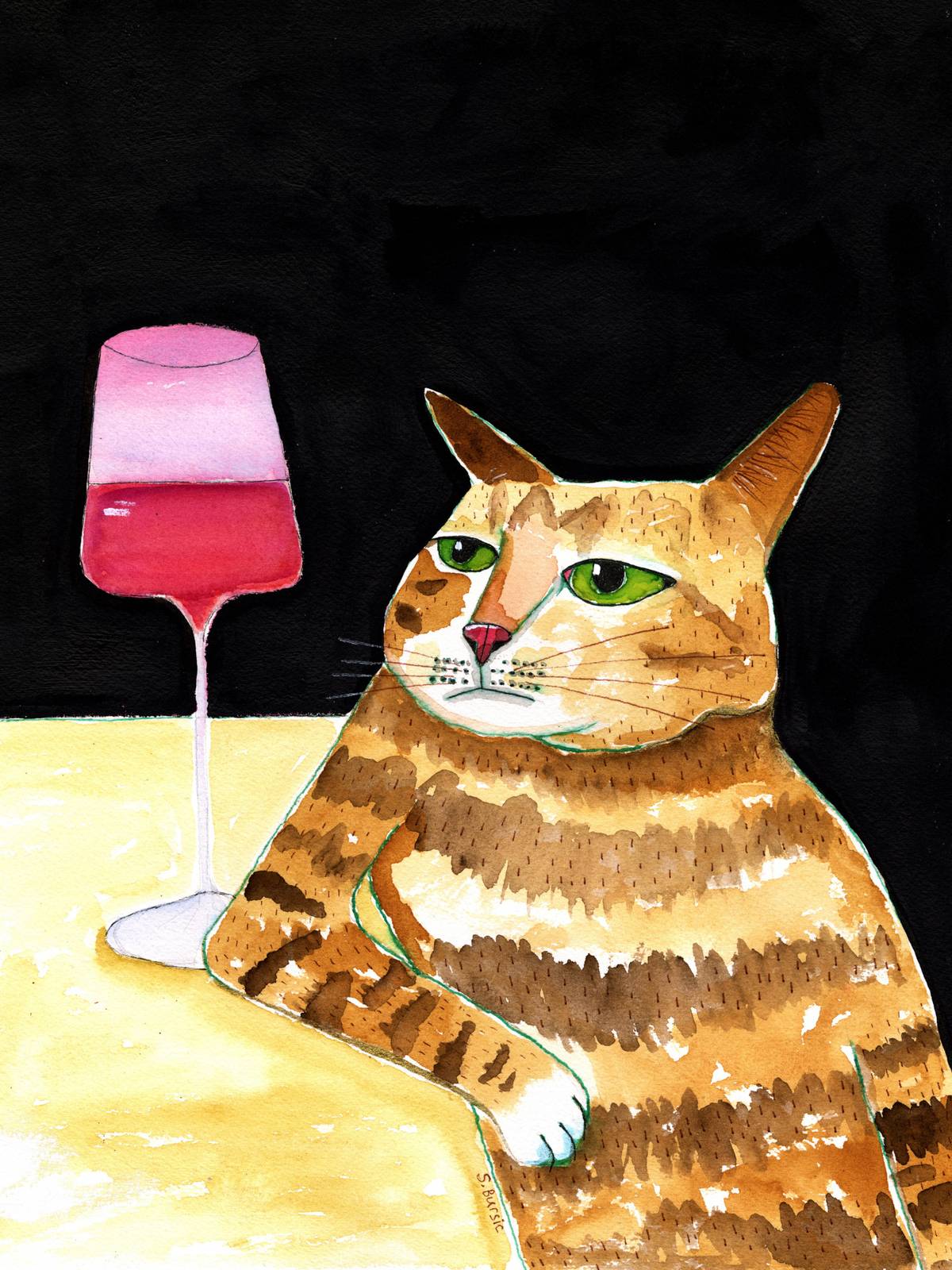 Poster - Cat with Wine Glass