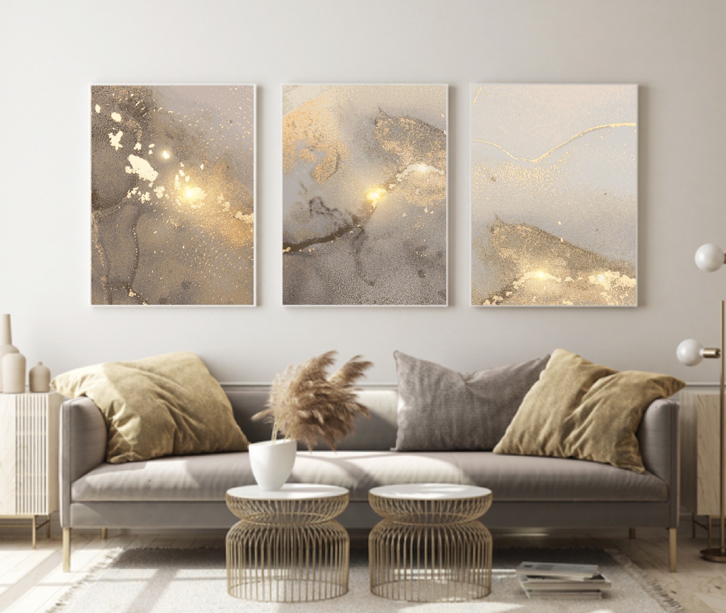 Posters -   Golden marble pattern / Set of 3