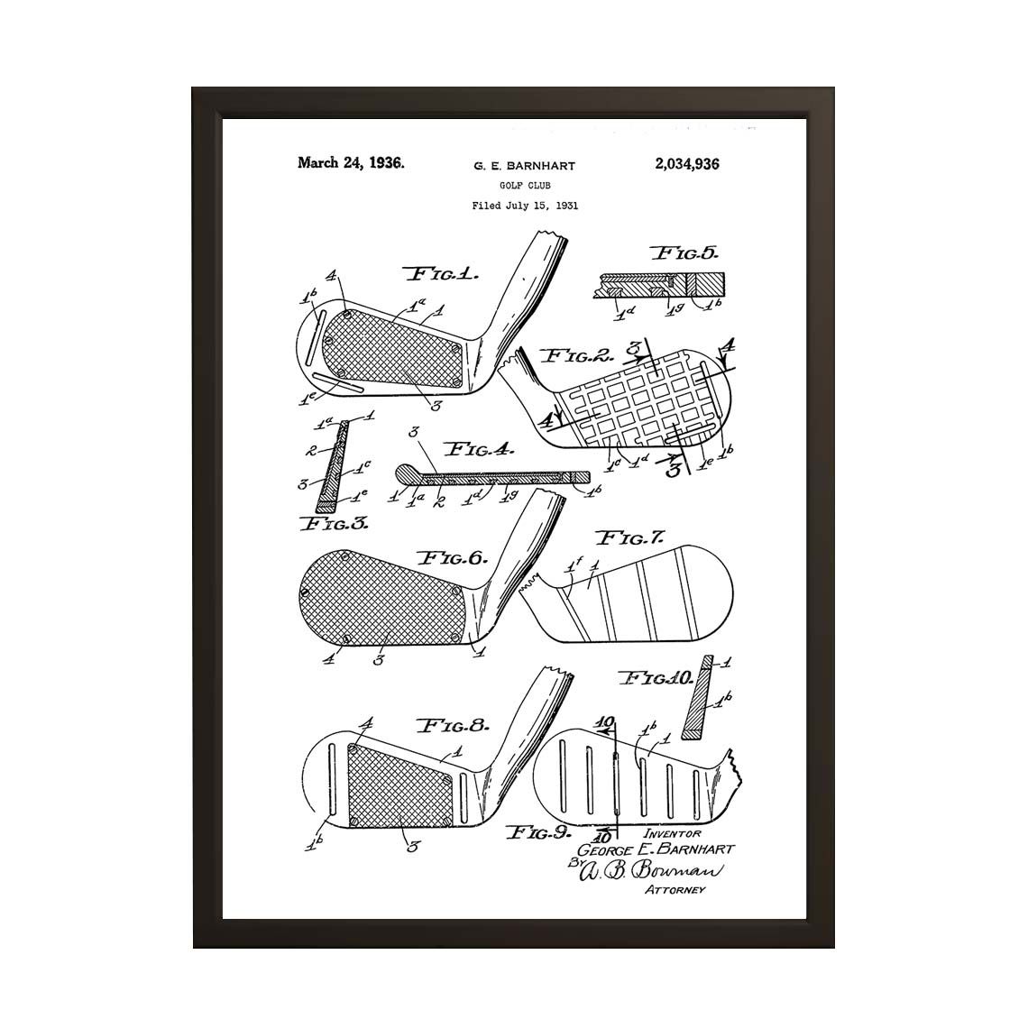 Patent Drawing Poster - Golf Club