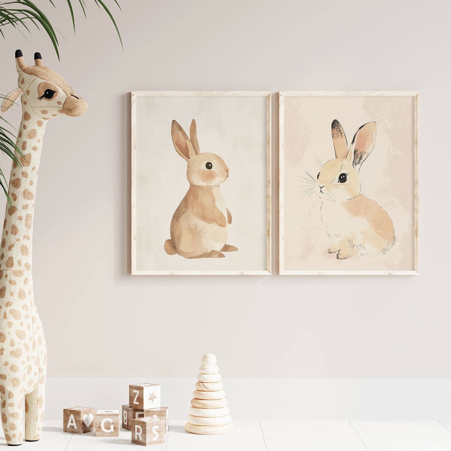 Poster - Cute Bunny Illustrations / Set of 2