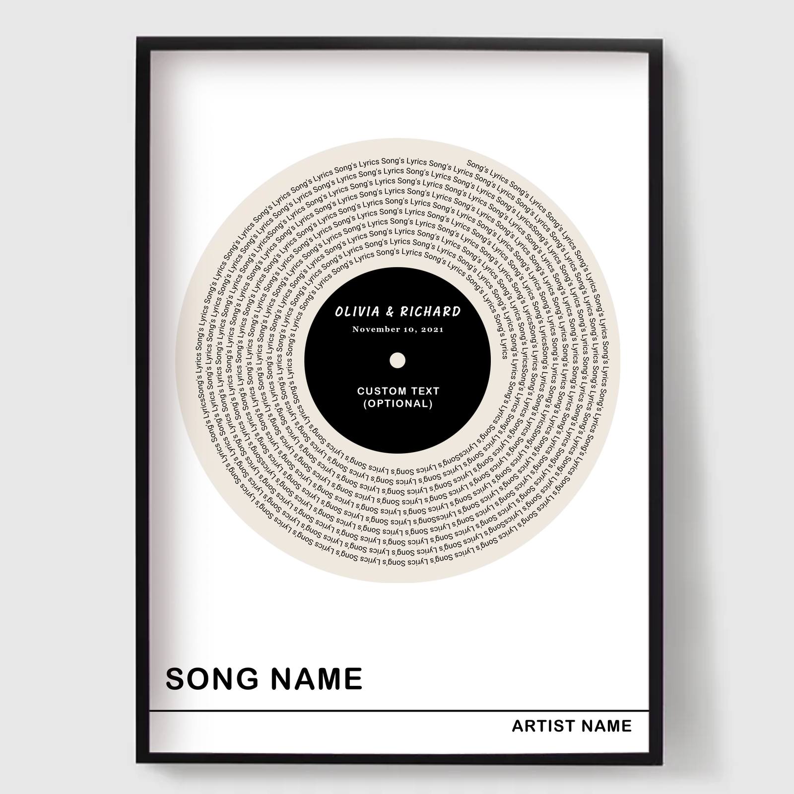 Personalised Poster - Custom Anniversary Song Lyrics