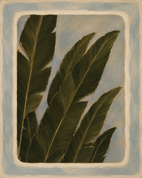 Poster - Leaf Art on Blue