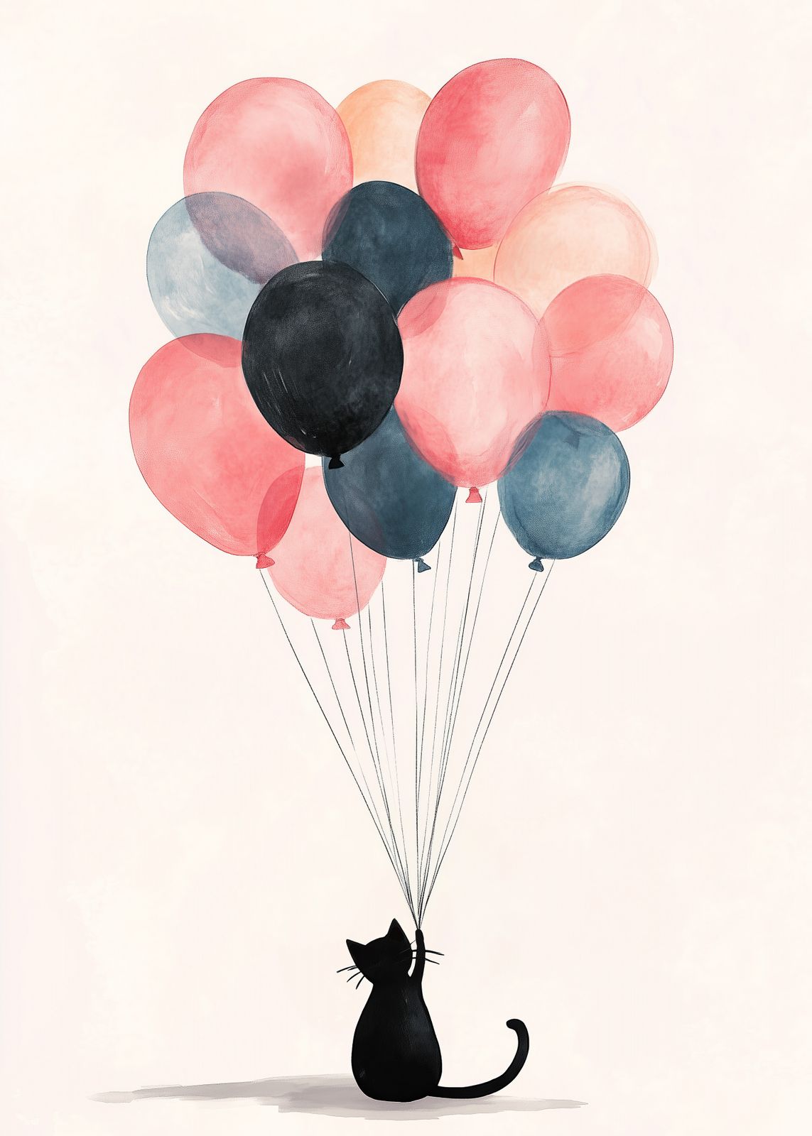Poster - Cat with Balloons