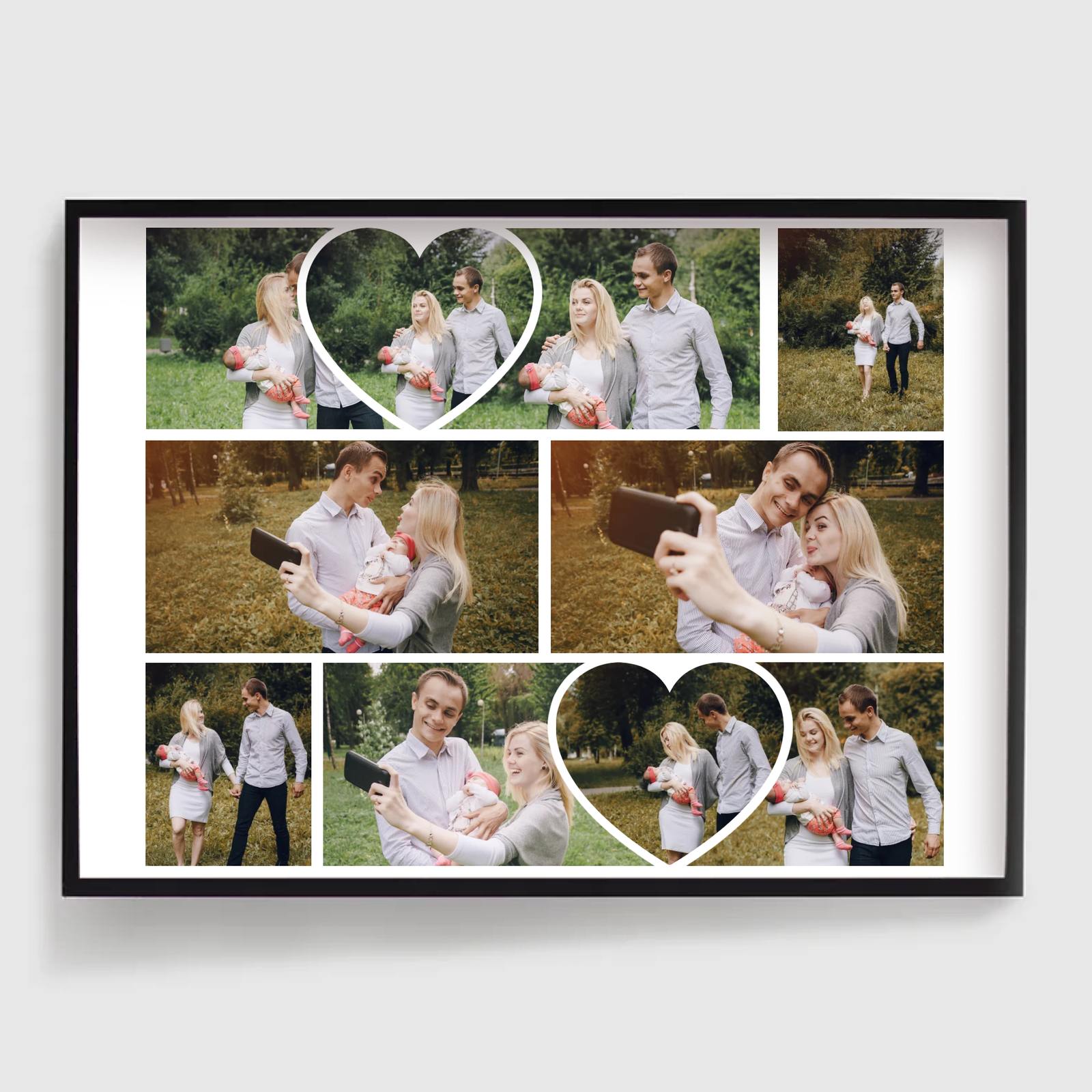Personalised Poster - Hearts Photo Collage - 10 Photos
