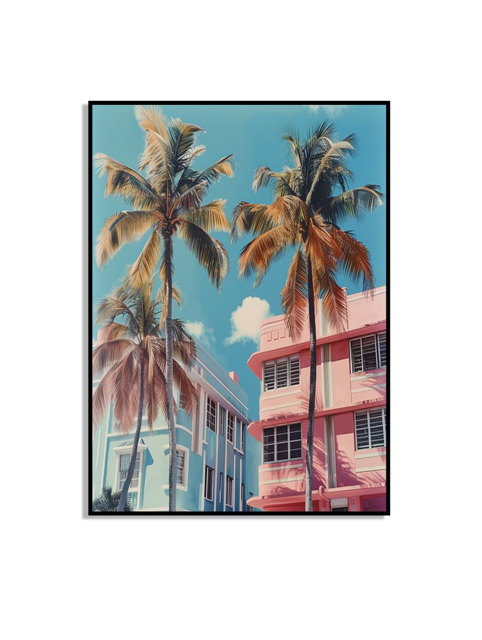 Palm Trees and Colorful Buildings Poster