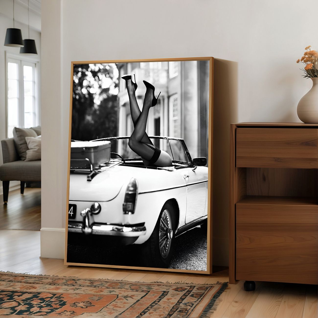 Black and White Car Poster