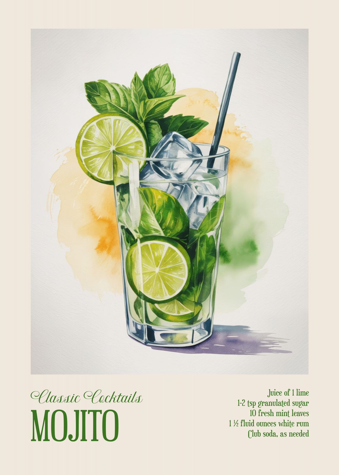 Poster - Classic Mojito Cocktail Recipe