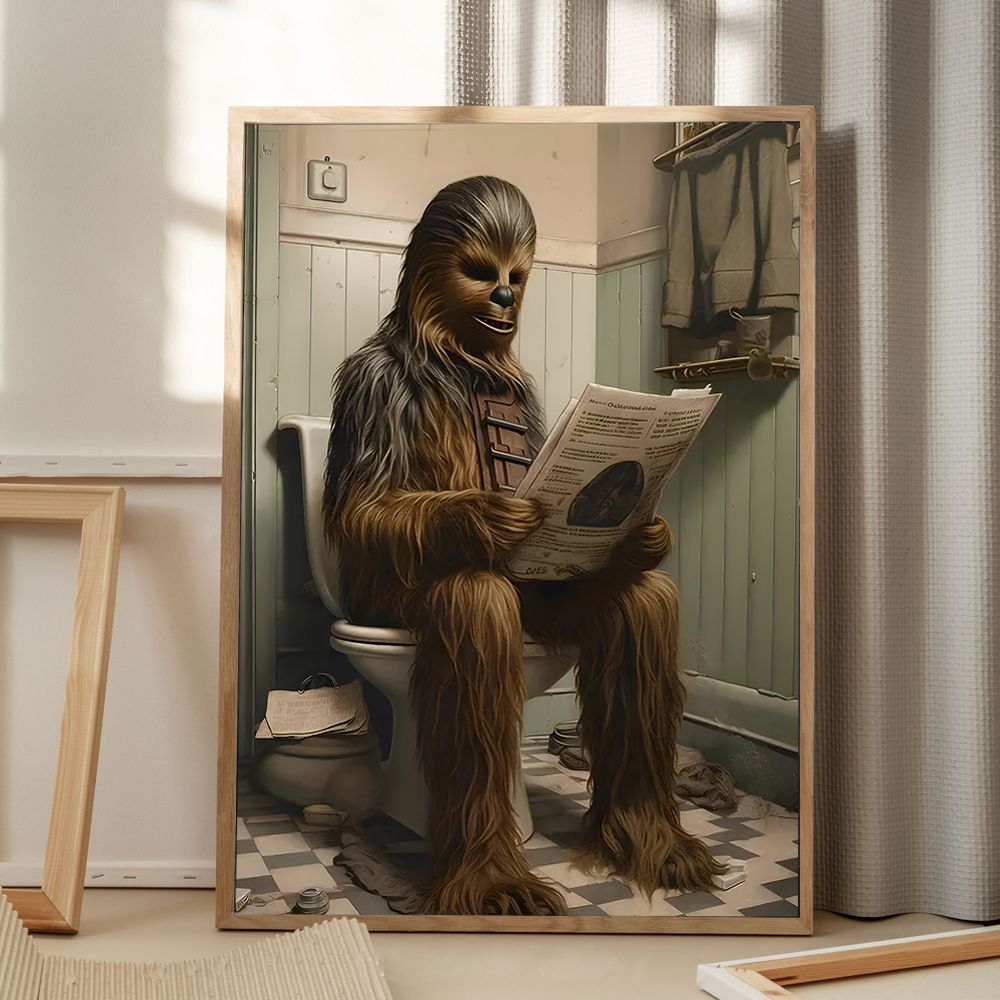 Chewbacca Reading Newspaper Poster