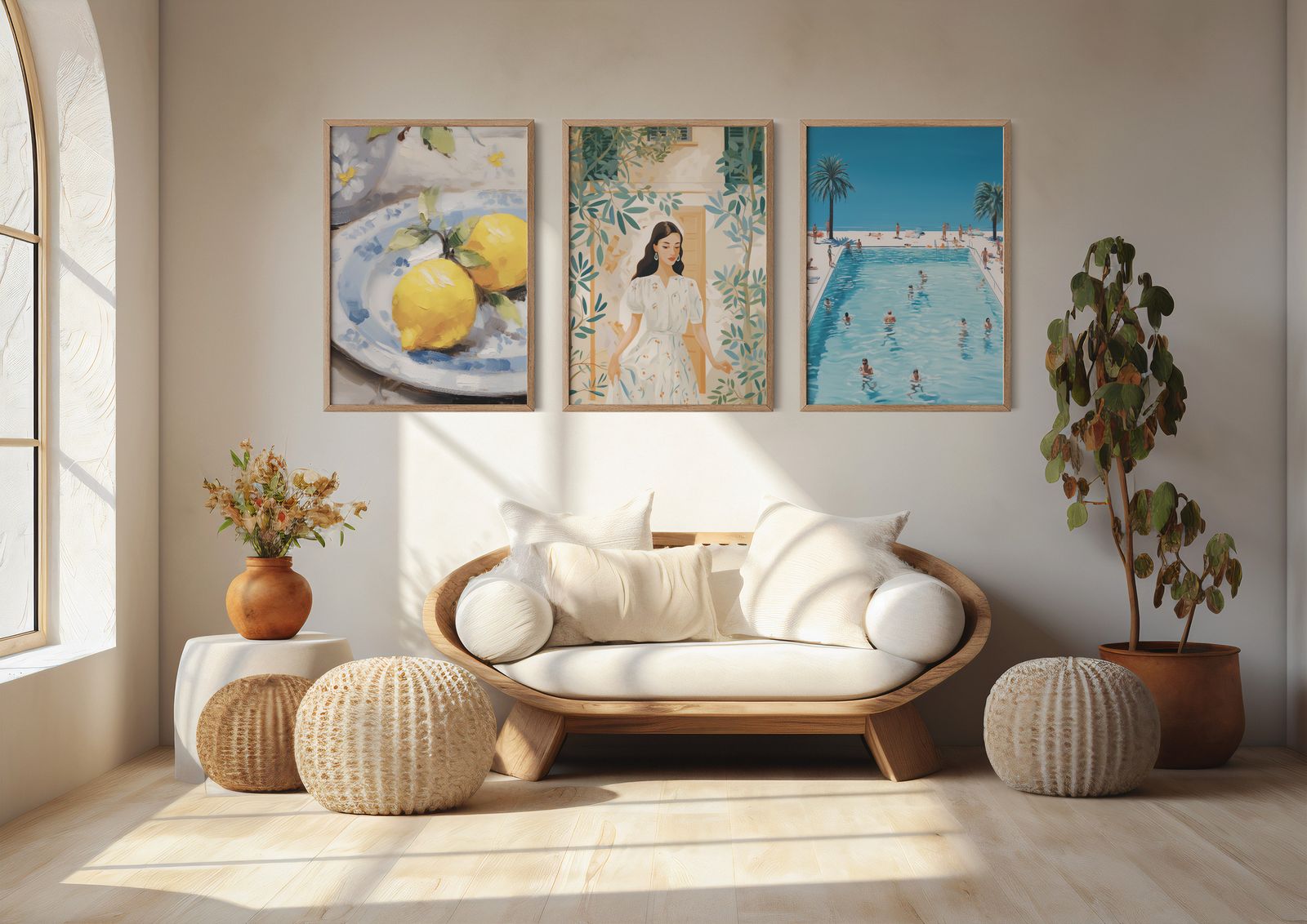 Poster - Serene Poolside and Lemons / Set of 3