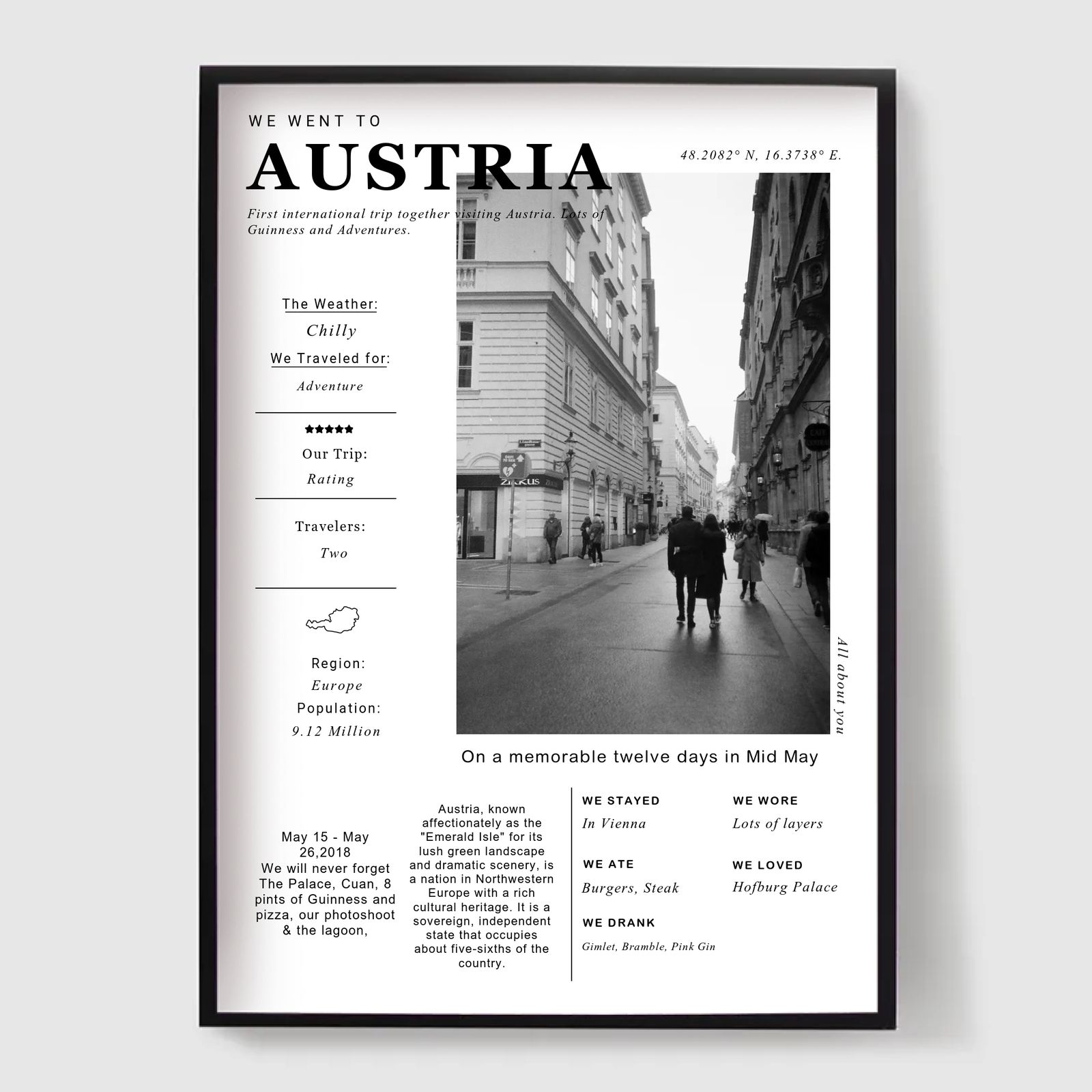Personalised Poster - Custom Travel Print - AUSTRIA
