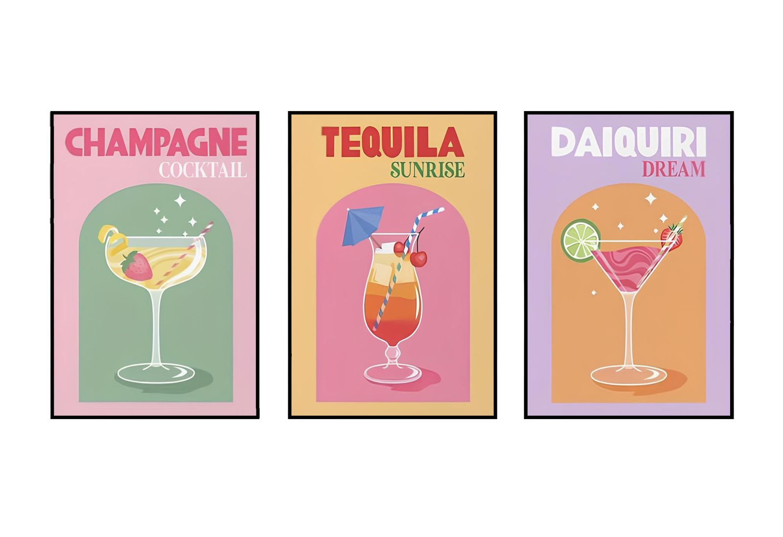 Cocktail Poster Art - Set of 3