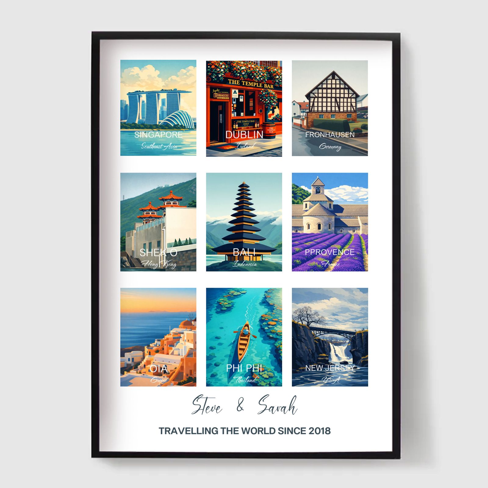 Personalised Poster - Watercolor Travel Memories - AI Poster