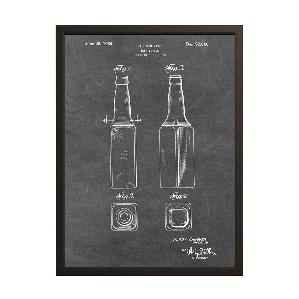 Patent Drawing Poster - Beer Bottle