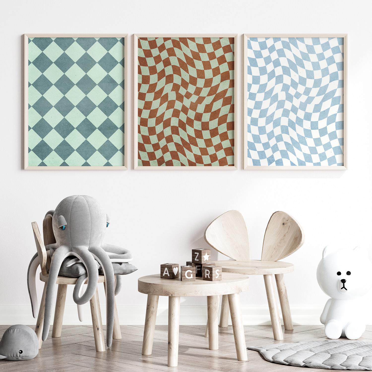 Poster - Wavy and Checkered Set of 3