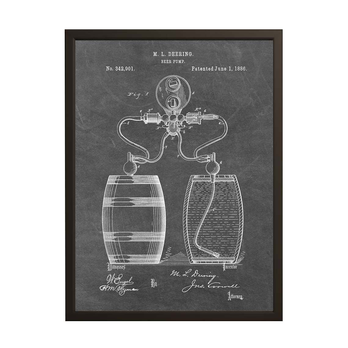 Patent Drawing Poster - Beer Pump