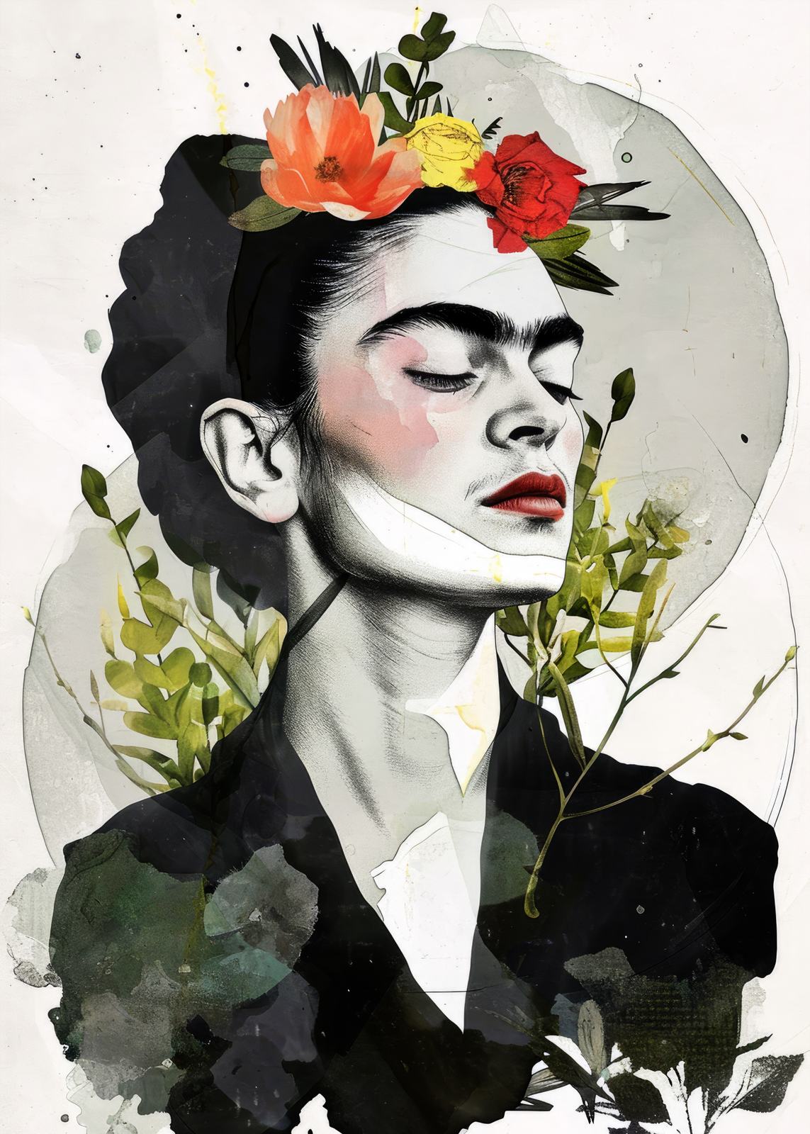 Poster - Floral Frida Kahlo
