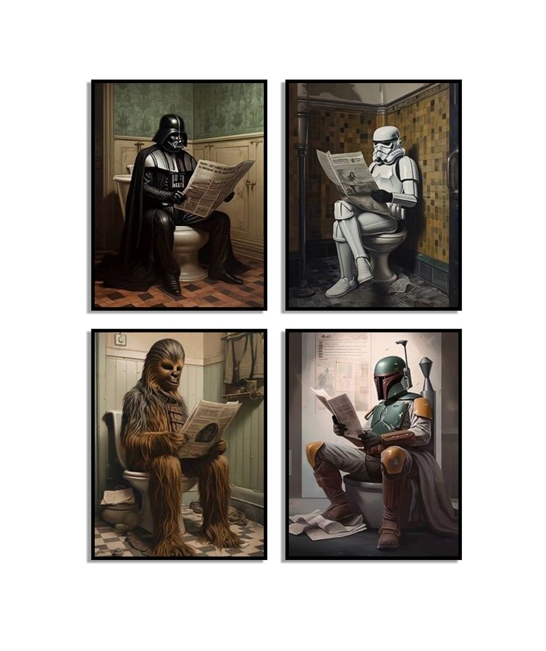 Star Wars Characters Bathroom Poster Set