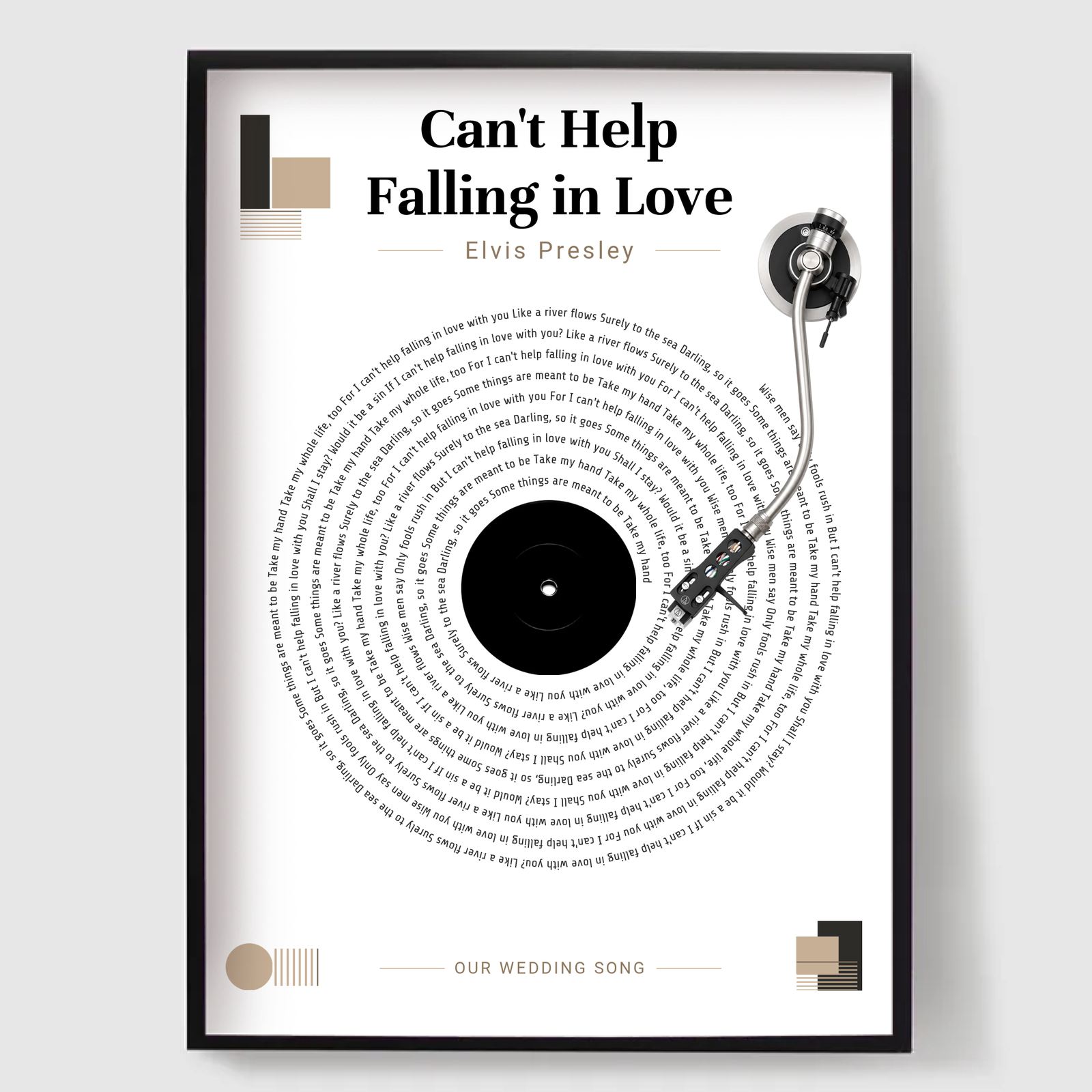 Personalised Poster - Vinyl Music Lyrics with Tonearm