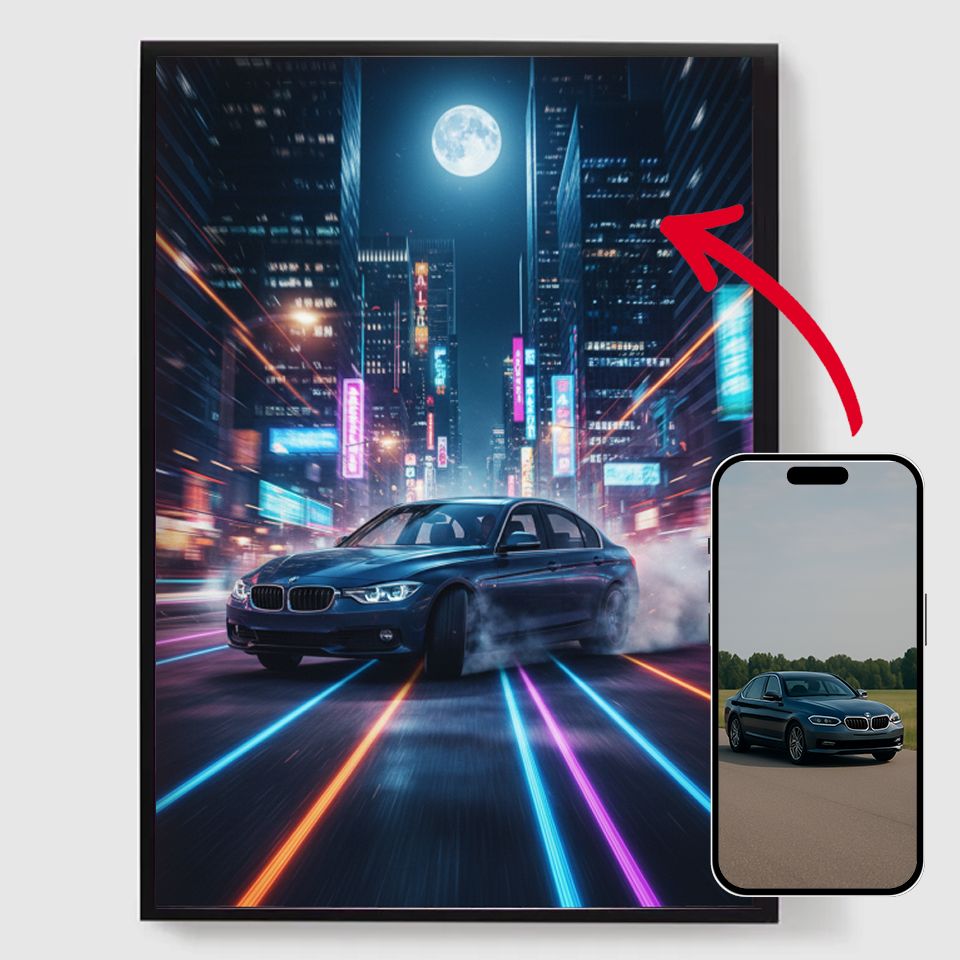 Personalised Poster - Car Speed Scene - AI Poster