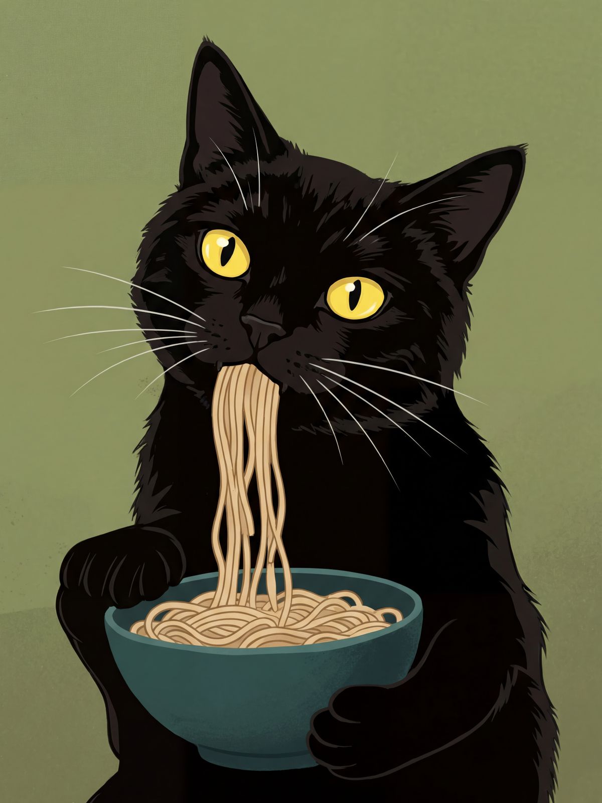 Poster - Cat with Noodles