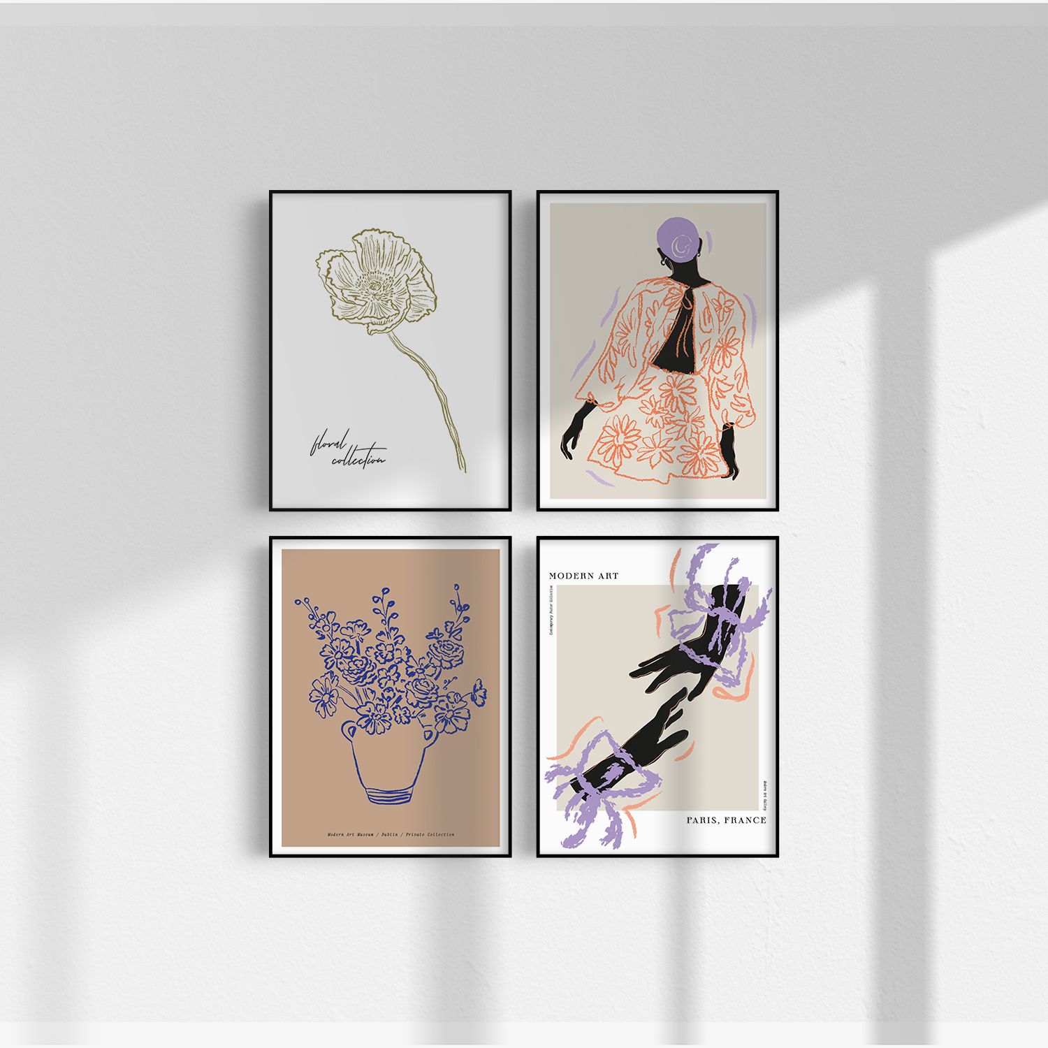 Poster - Modern Art Floral Collection / Set of 4