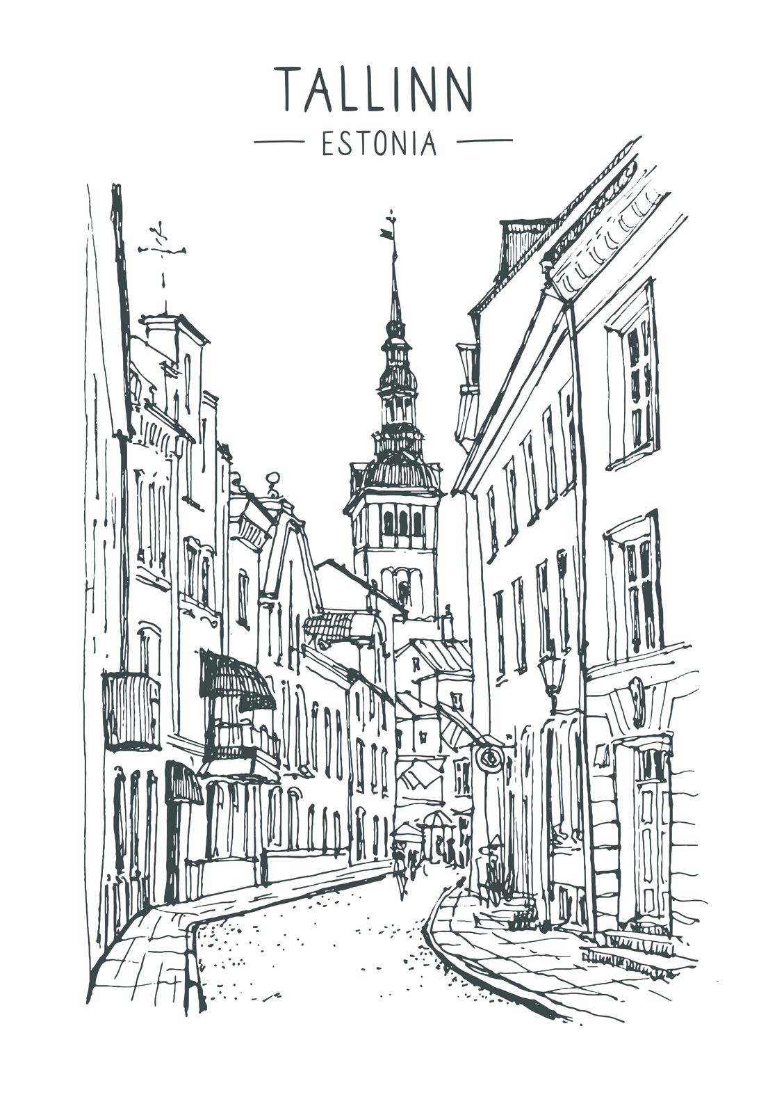 Tallinn Street Scene Poster