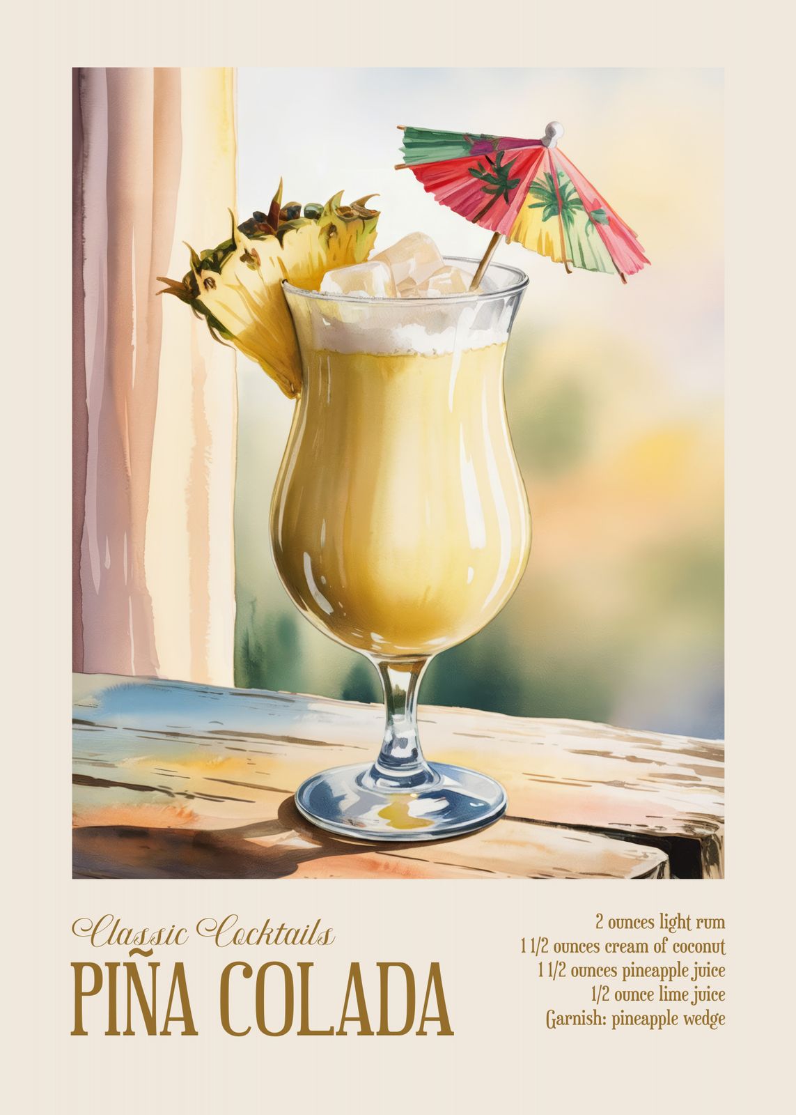 Poster - Classic Cocktails Piña Colada