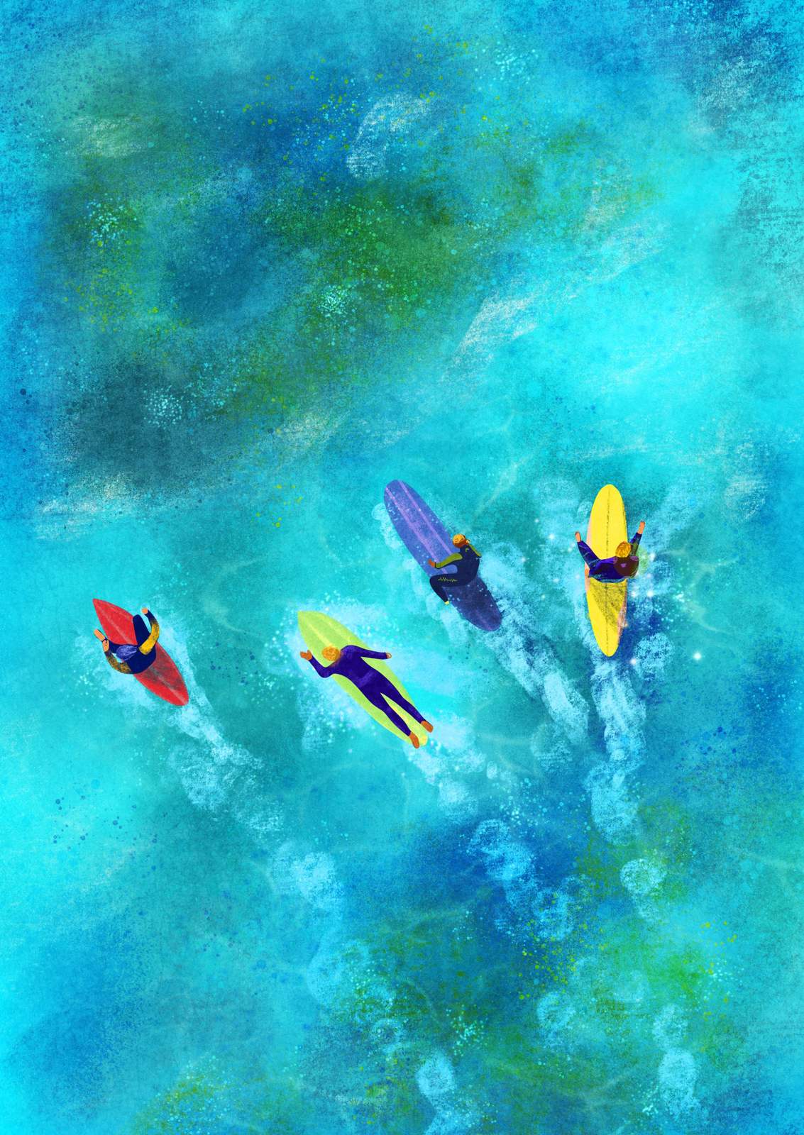 Poster - Surfers in Blue Ocean