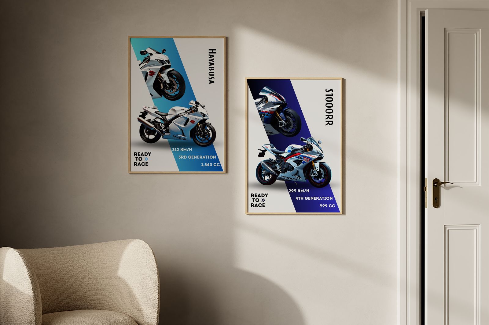 Poster - Motorcycle Racing / Set of 2