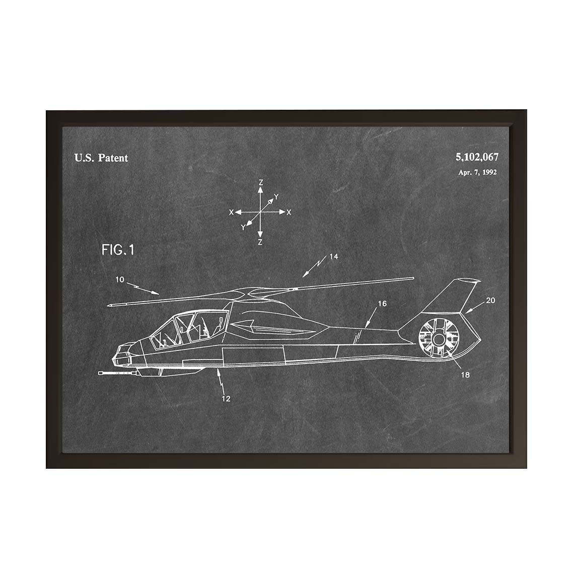 Patent Drawing Poster - Helicopter Blueprint