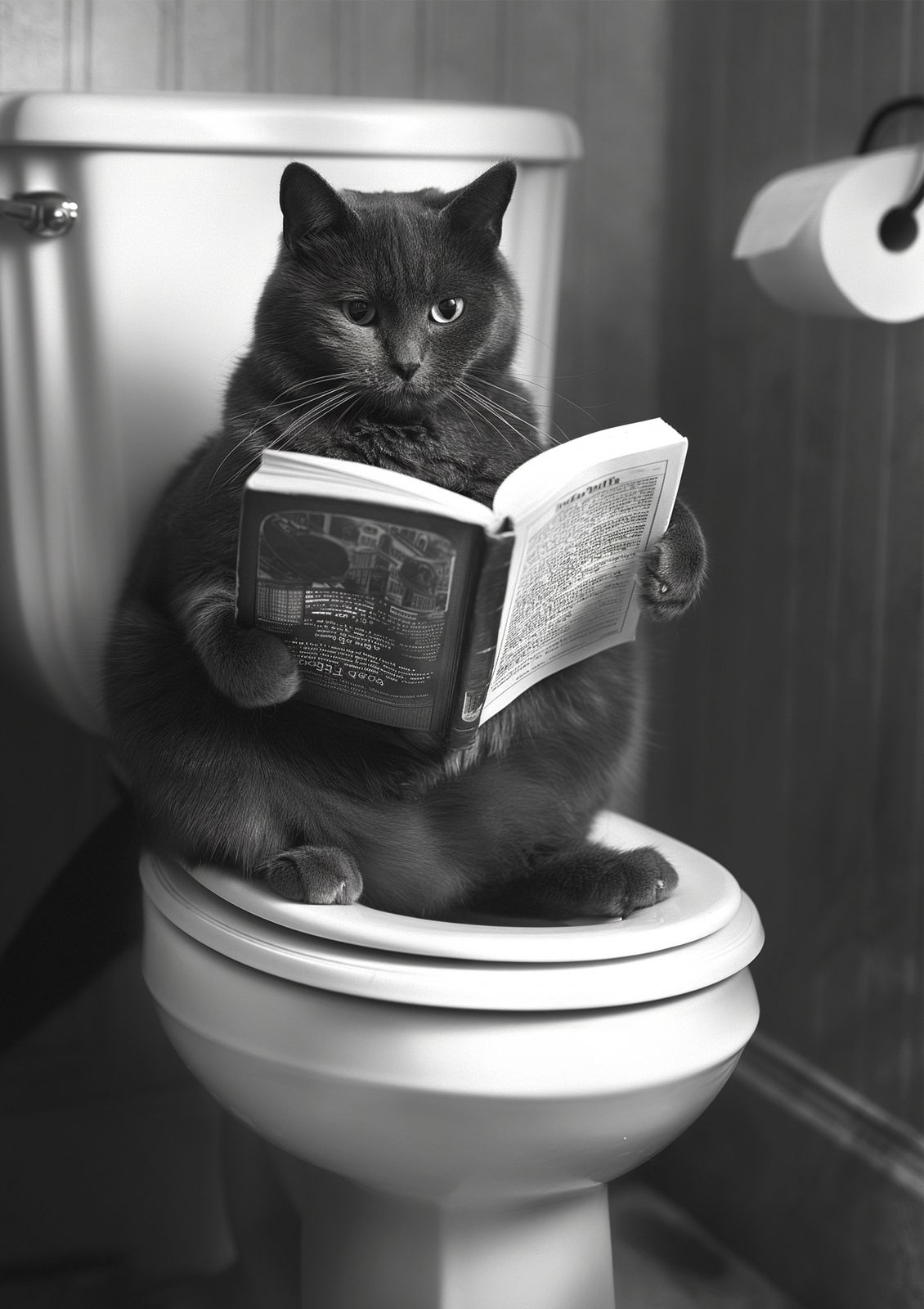 Poster - Cat Reading Book