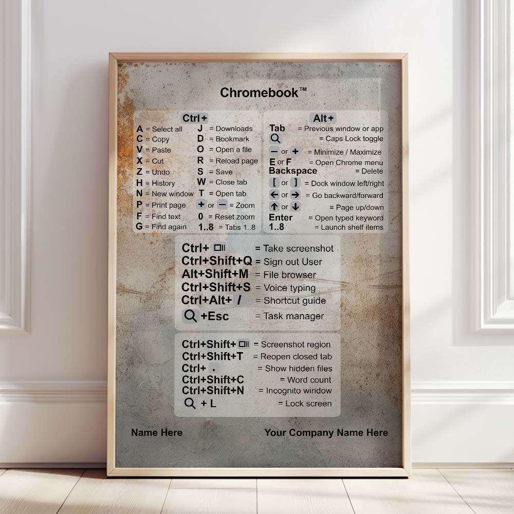 Personalised Poster - Chromebook Shortcut Guide