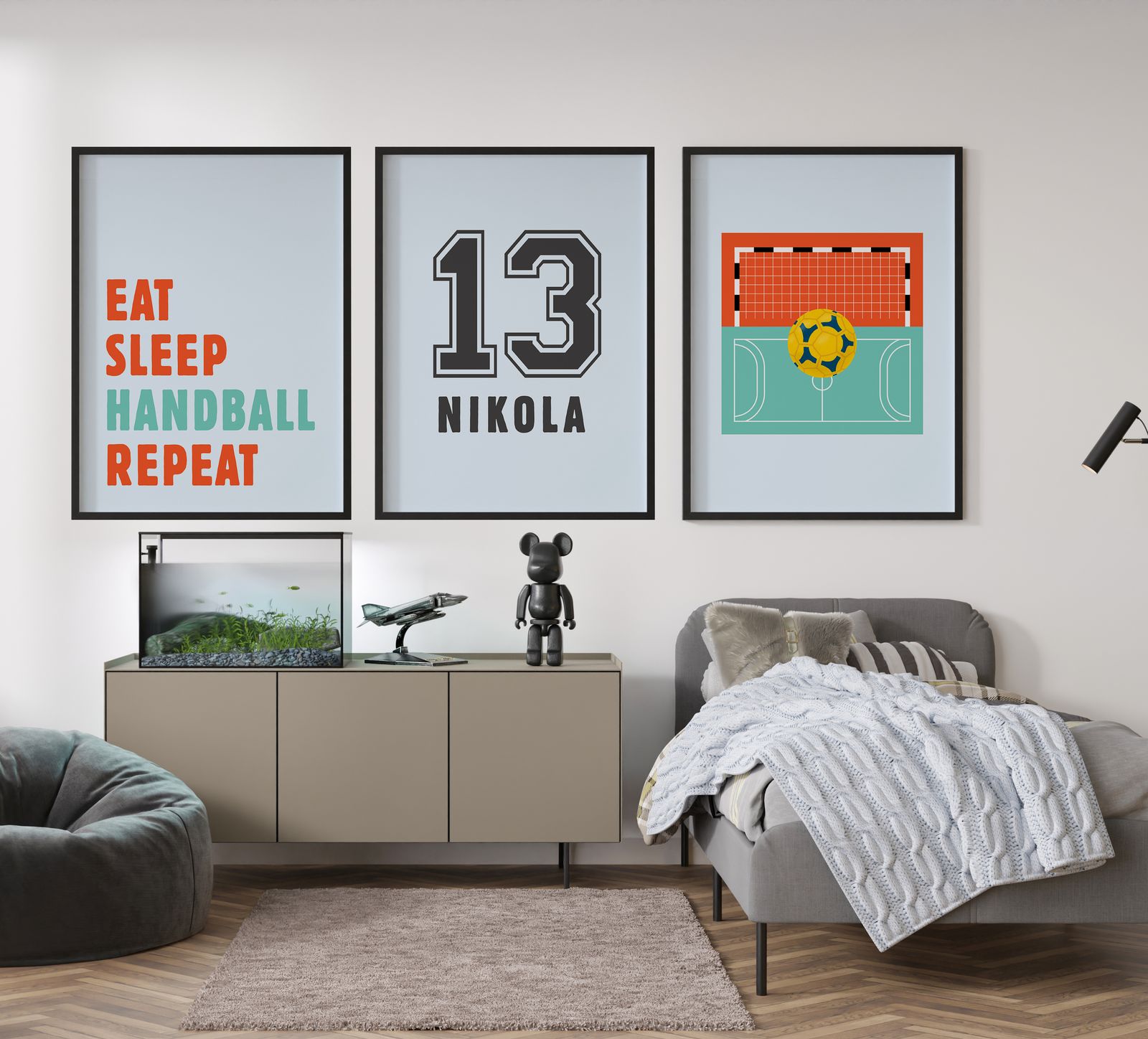 Personalised Poster - Handball Design / Set of 3