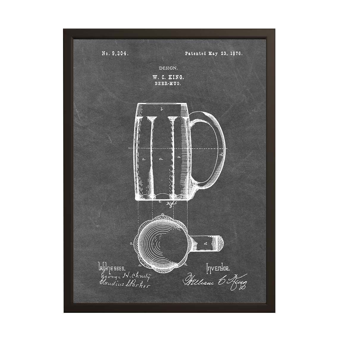 Patent Drawing Poster - Beer Mug Design