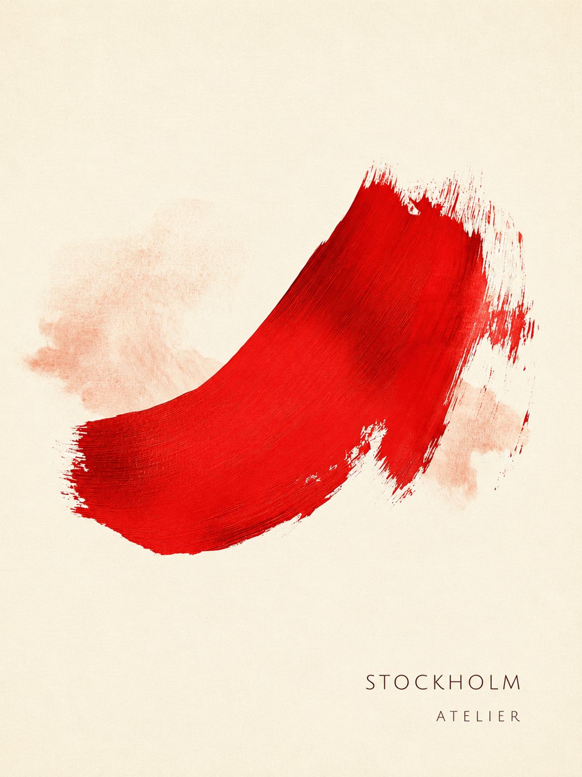 Poster - Red Brushstroke on Canvas