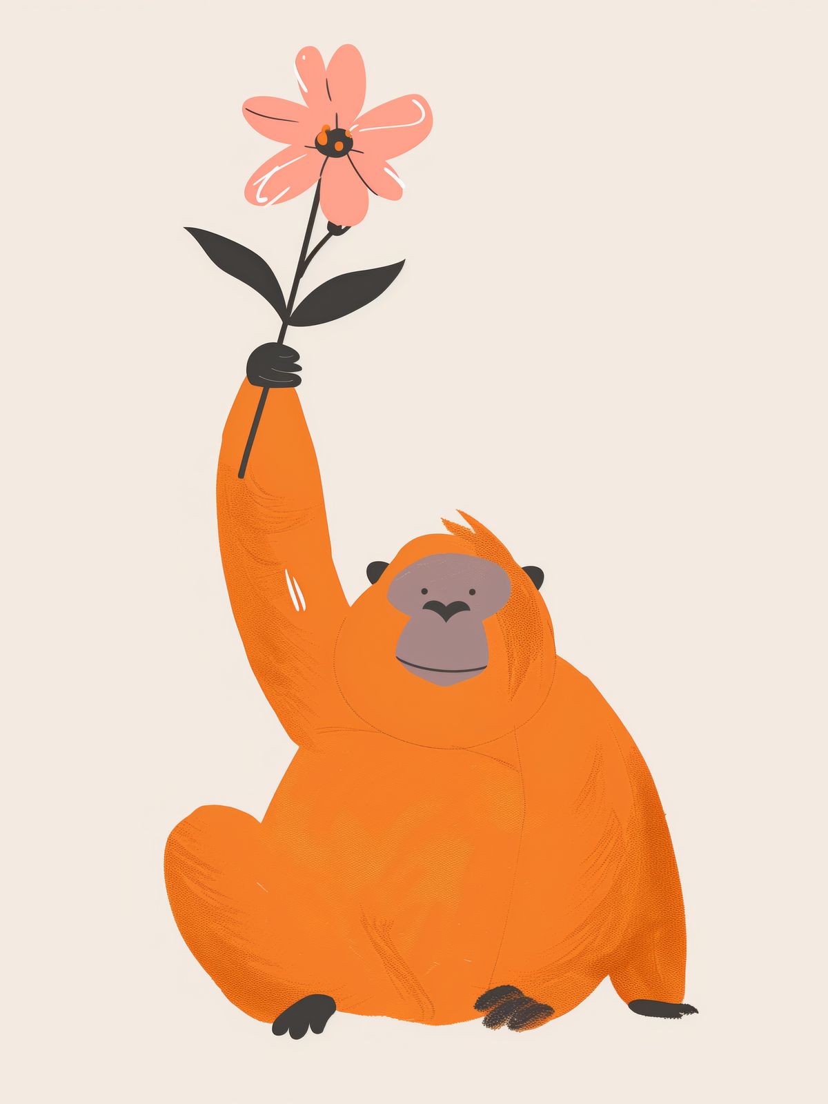 Poster - Orangutan with Flower