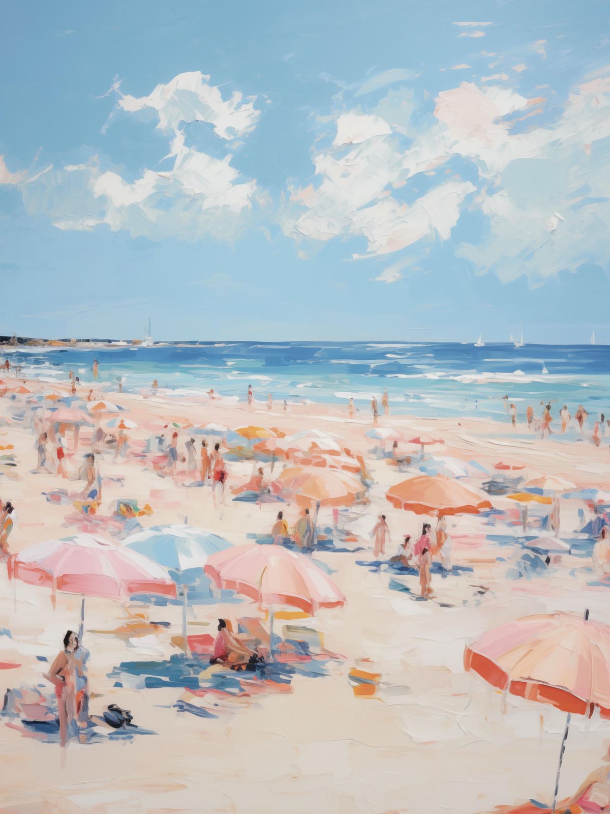 Poster - Beach Scene with Umbrellas
