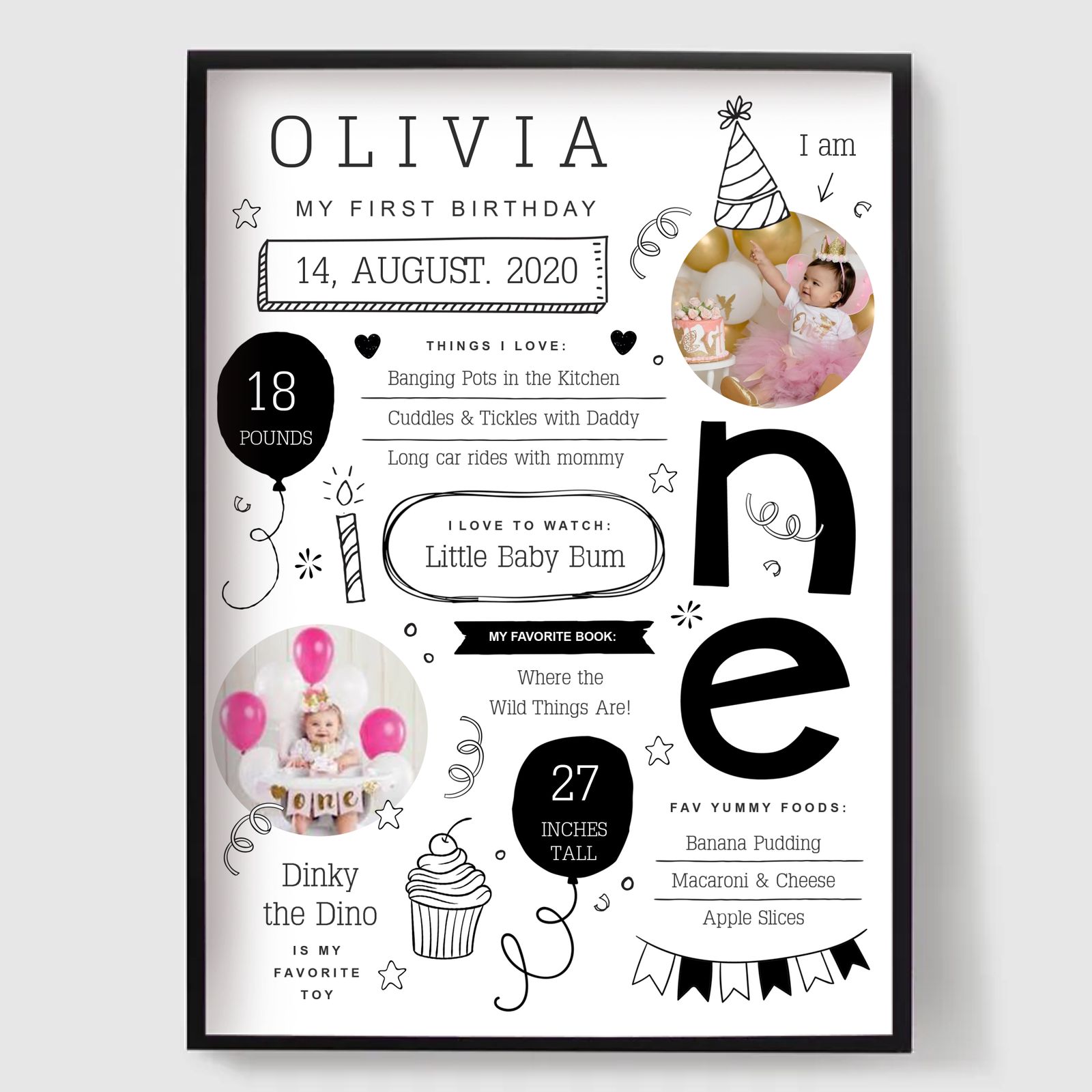 Personalised Poster - First Birthday Memory Board