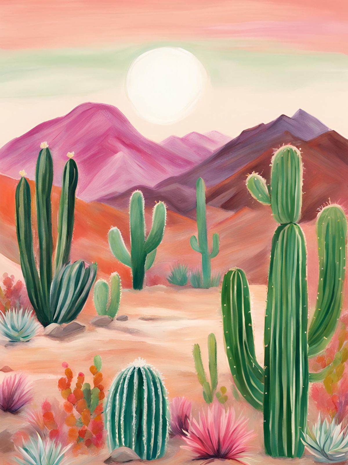 Poster - Desert Cactus Landscape