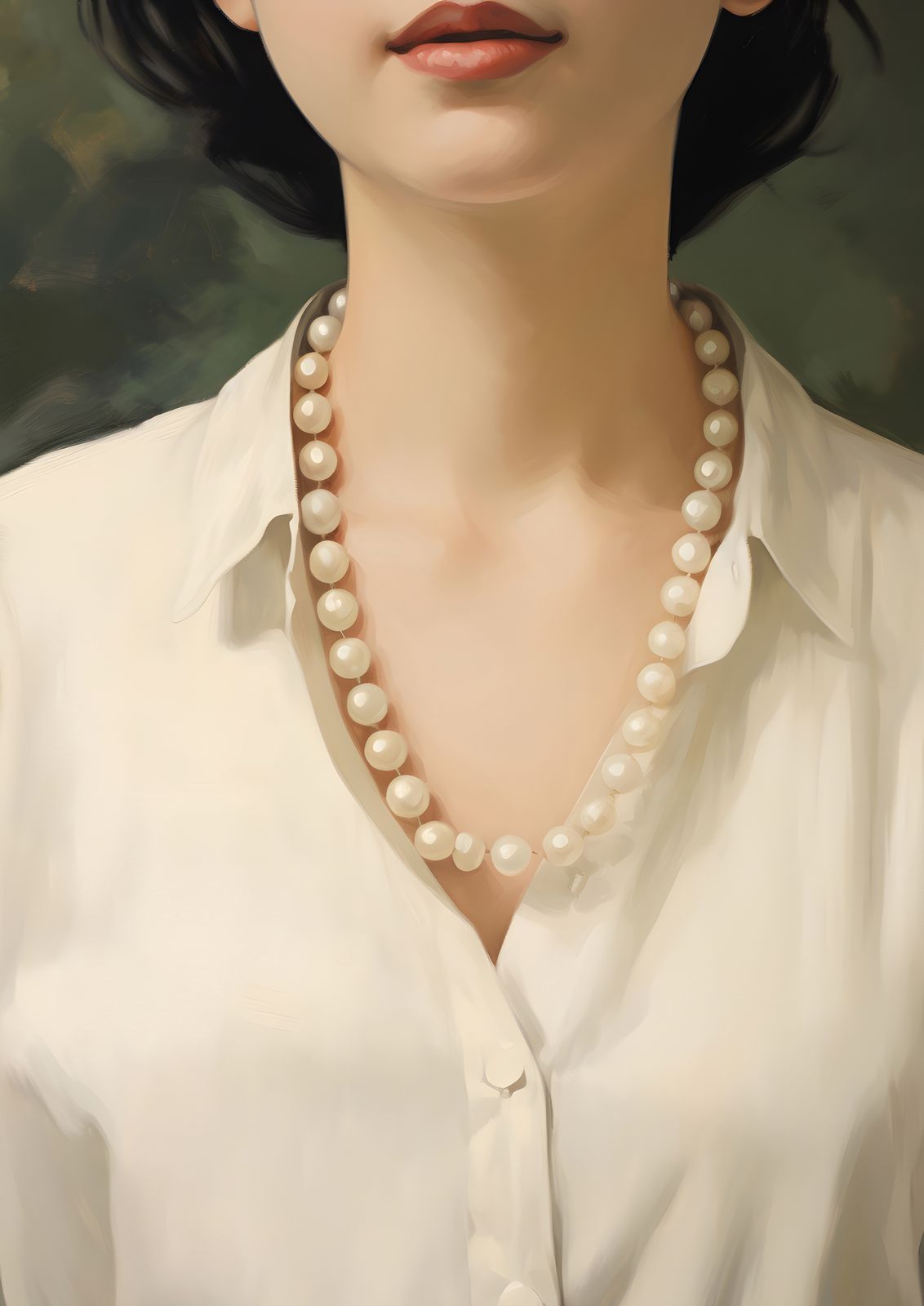 Poster - Lady with Pearl Necklace