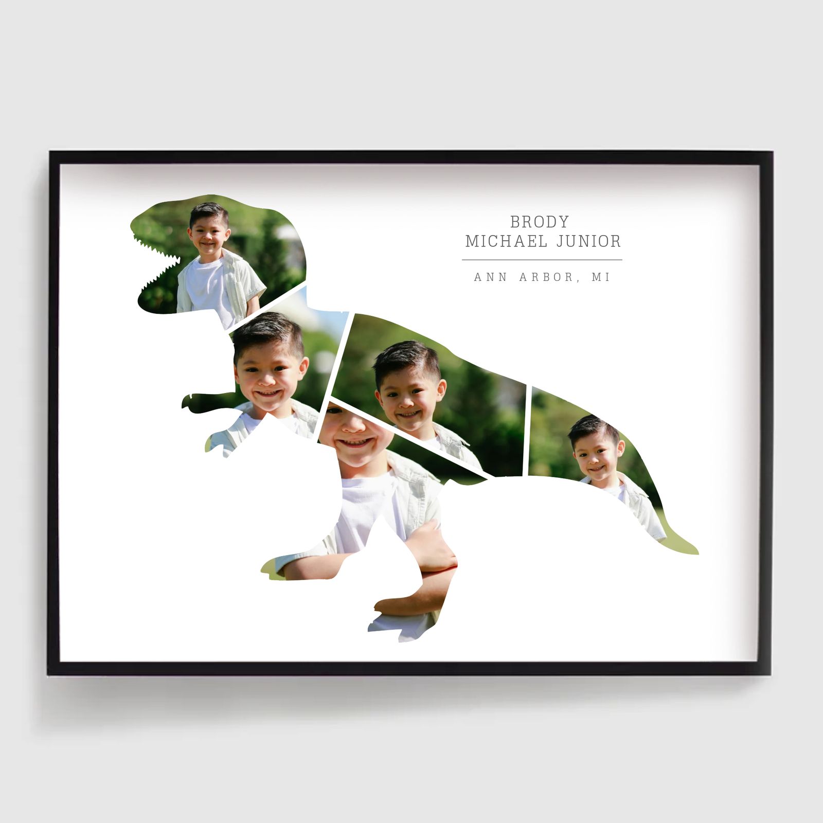Personalised Poster -   Dinosaur Shape - 5 Photos
