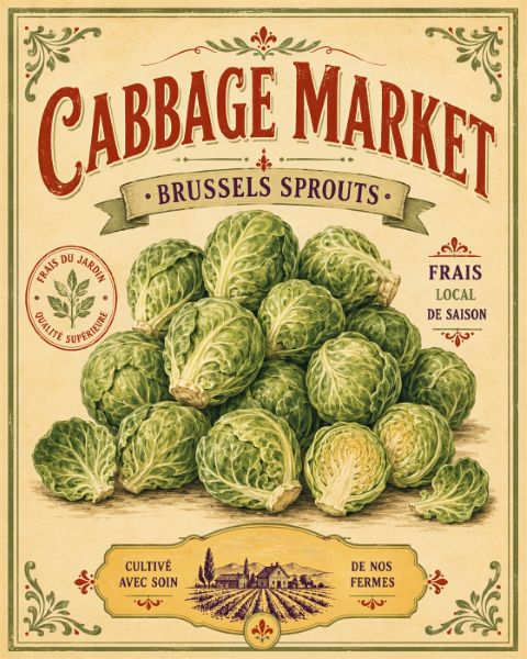 Poster - Cabbage Market Brussels Sprouts