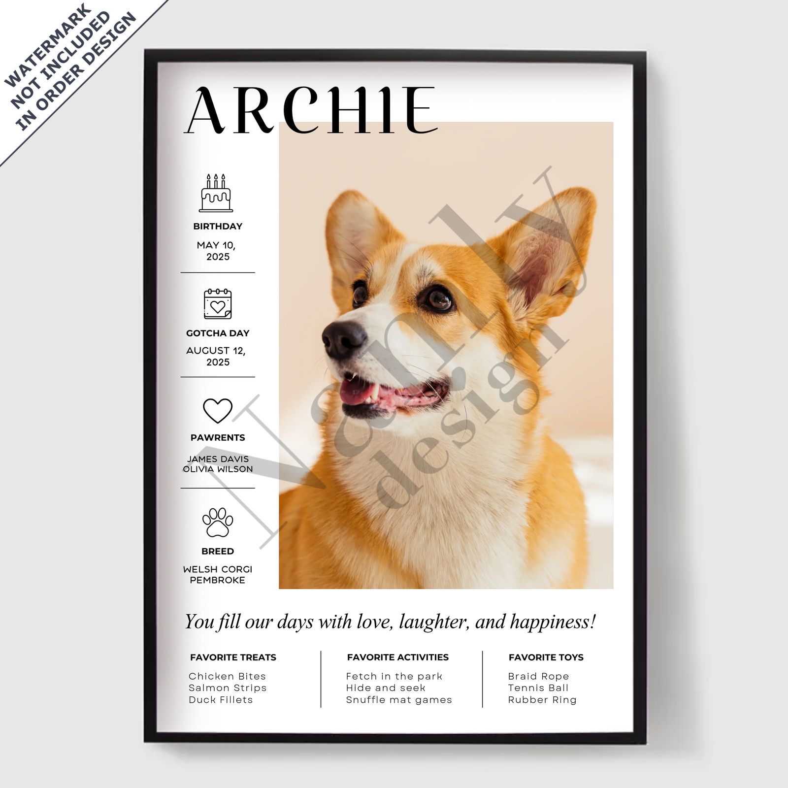 Personalised Poster - Pet Poster with Personal Info
